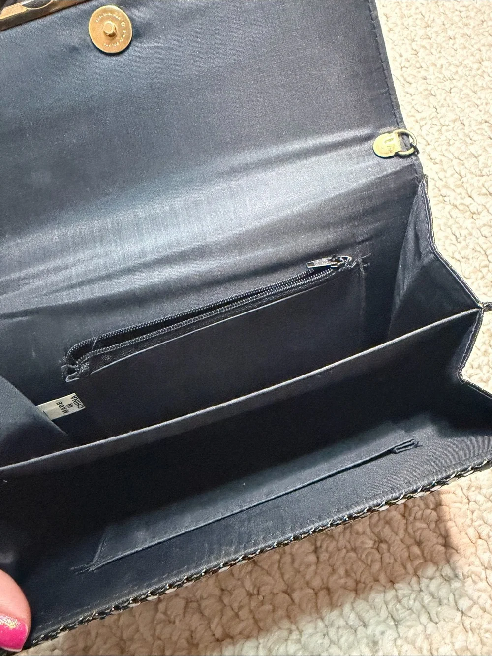 Vintage Black metal Evening Clutch with Chain Strap